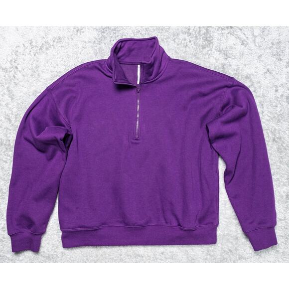 Fabletics Plum Purple Cozy Fleece Half Zip Mock Neck Sweatshirt Womens Size XL - Picture 1 of 11